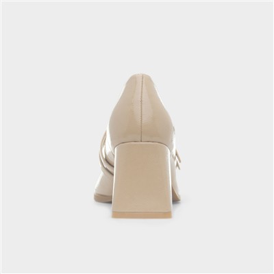 Womens Nude Buckle Heeled Court Shoe