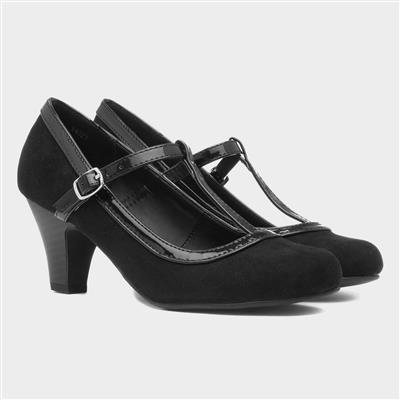 Womens Black Faux Suede Court Shoe