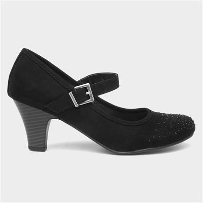 Womens Black Stud Court Shoe