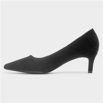 Womens Black Pointed Toe Court Shoe Heel