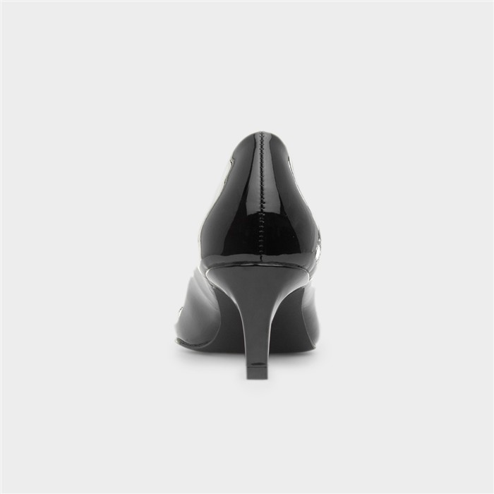 Womens Black Patent Heeled Court Shoe