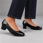 Lilley Womens Black Block Heel Court Wide Fit Shoe (Click For Details)