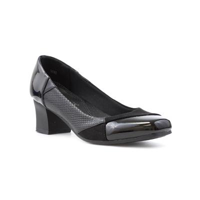 Softlites Womens Black Block Heel Court 