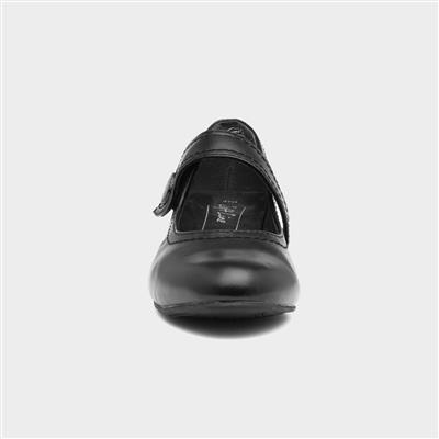 Womens Black Heeled Bar Shoe