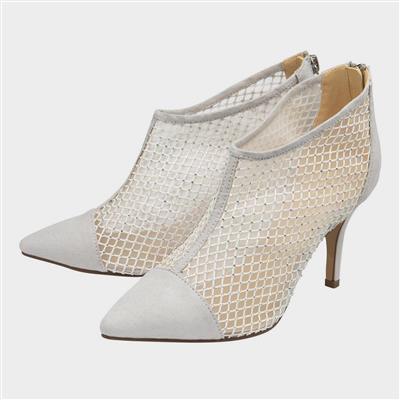 Alexandra Womens Metallic Fishnet Mesh Heel