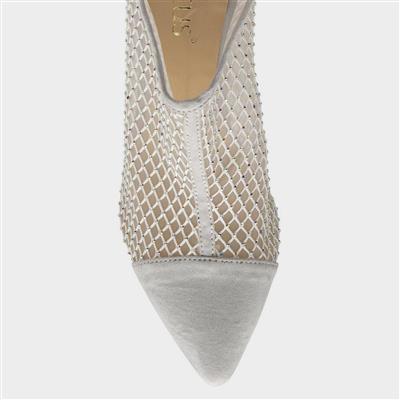 Alexandra Womens Metallic Fishnet Mesh Heel