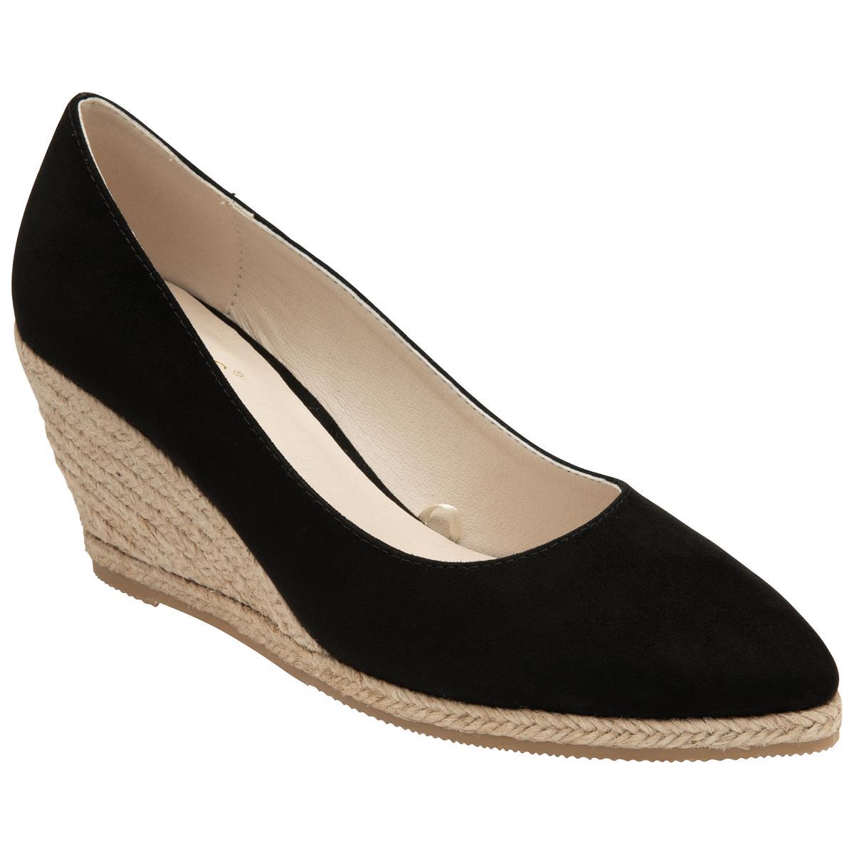 Lotus Giselle Womens Black Wedged Shoe-141069 | Shoe Zone