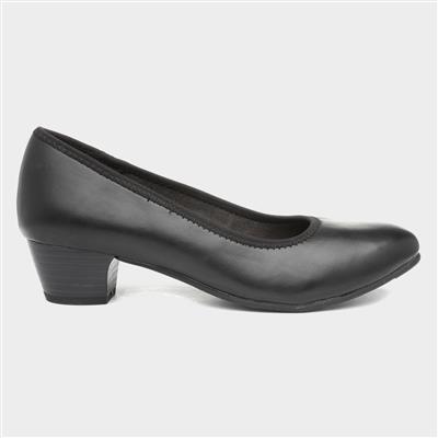 Womens Block Heel Black Court Shoe