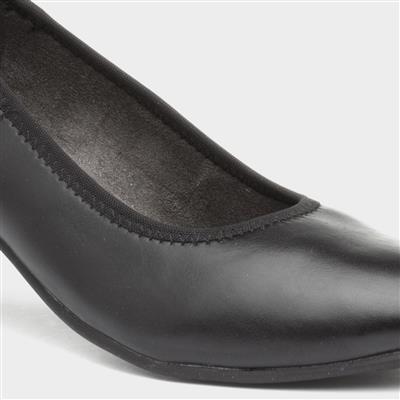 Womens Block Heel Black Court Shoe