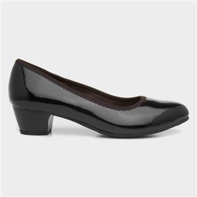Womens Black Block Heel Court Shoe