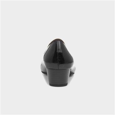 Womens Black Block Heel Court Shoe