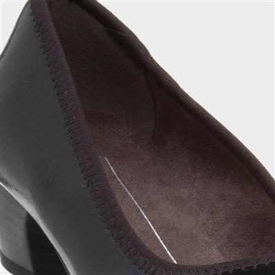 Womens Black Block Heel Court Shoe