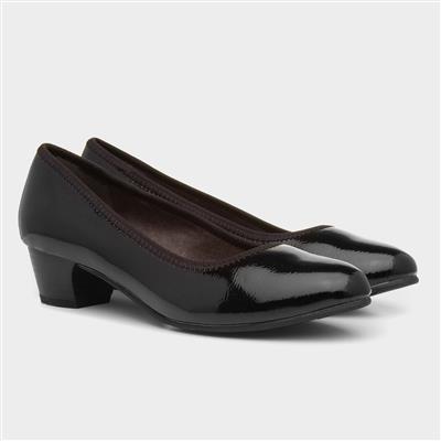 Womens Black Block Heel Court Shoe