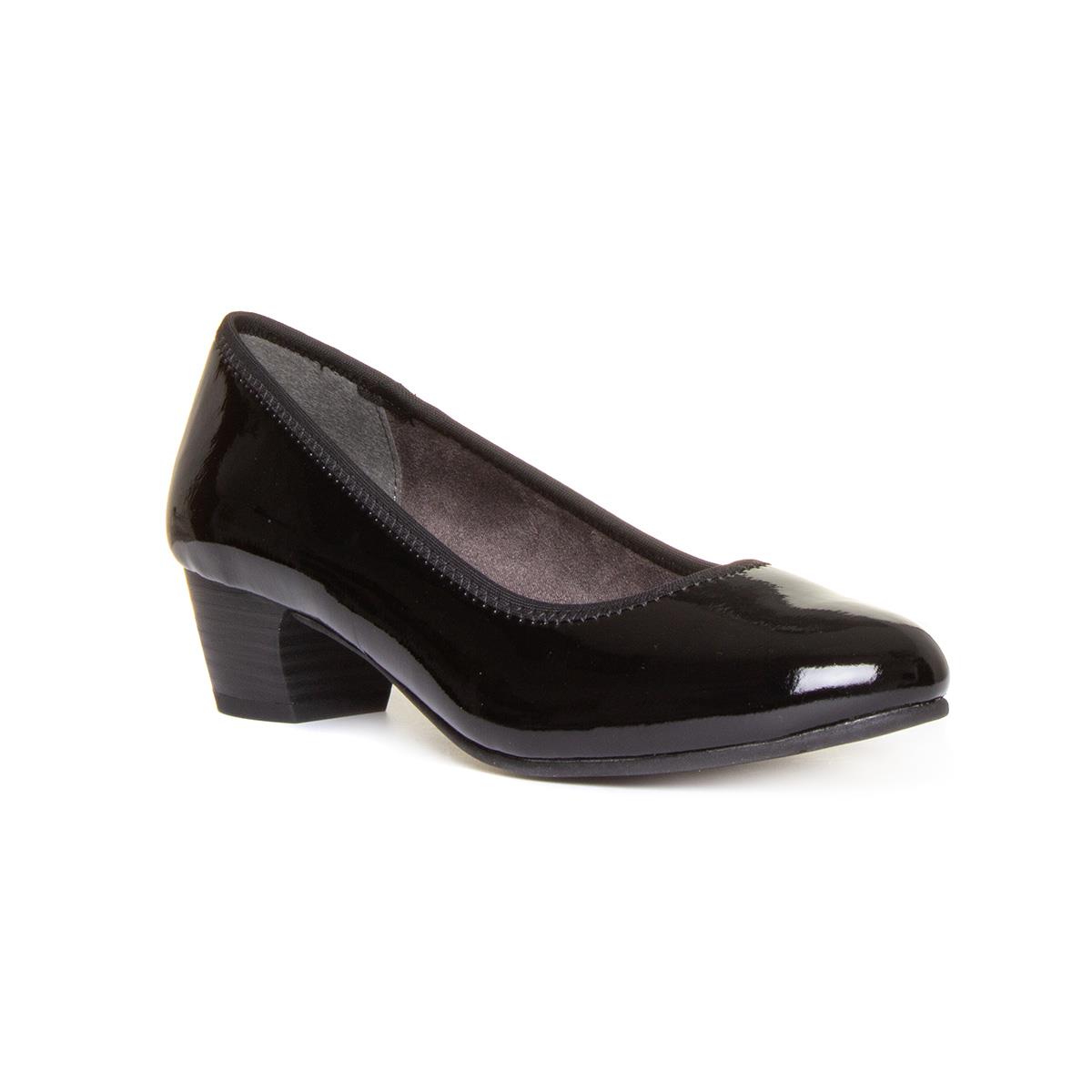 Jana Softline Womens Black Block Heel Court Shoe-14120 | Shoe Zone