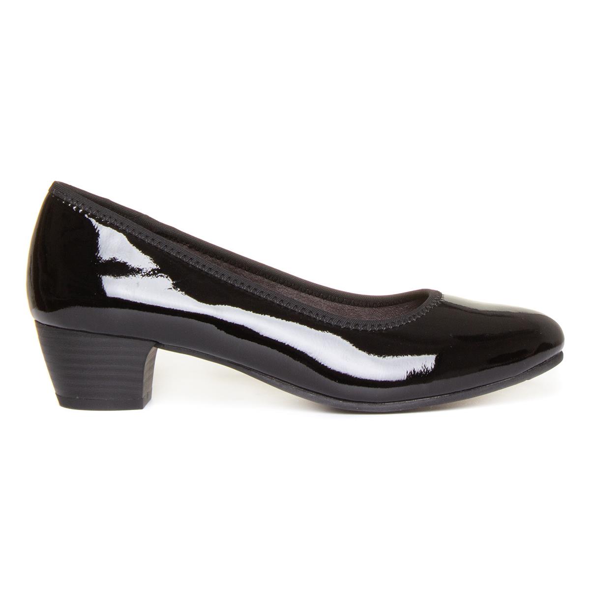 Jana Softline Womens Black Block Heel Court Shoe14120 Shoe Zone