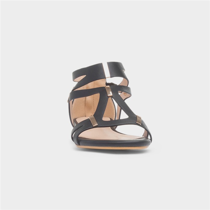Daniella Womens Black Strappy Zip Up Sandal