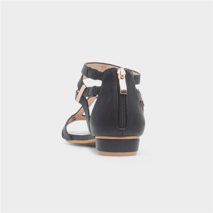 Daniella Womens Black Strappy Zip Up Sandal