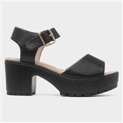 Heart Sabrina Womens Black Heeled Platform Sandal (Click For Details)