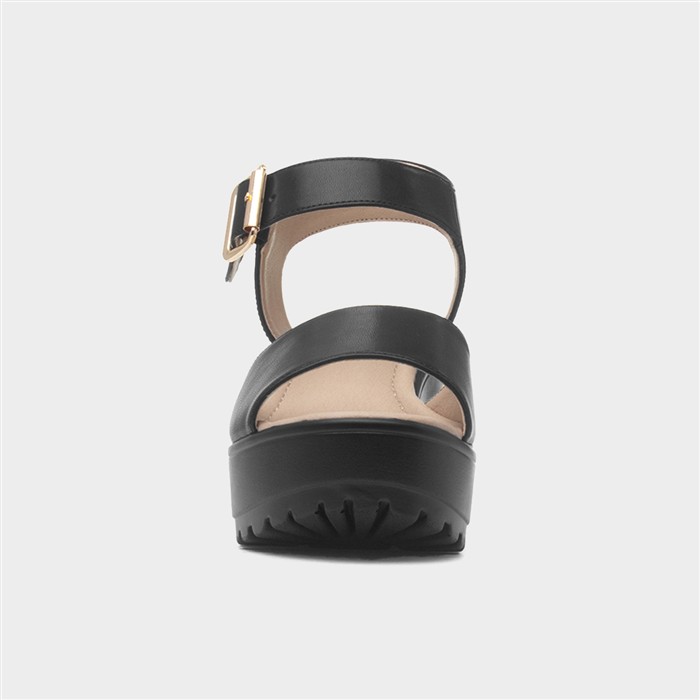 Sabrina Womens Black Heeled Platform Sandal