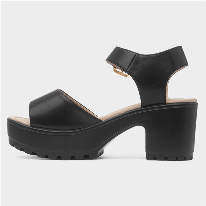 Sabrina Womens Black Heeled Platform Sandal