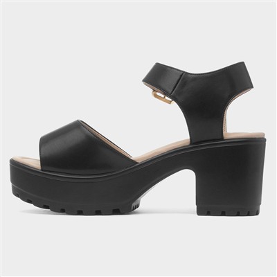 Sabrina Womens Black Heeled Platform Sandal