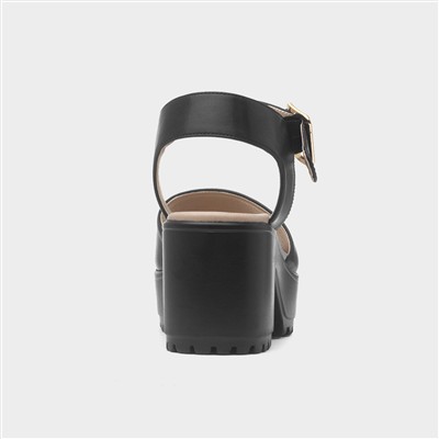 Sabrina Womens Black Heeled Platform Sandal