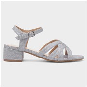 Lilley Womens Silver Glitter Heeled Strappy Sandal (Click For Details)