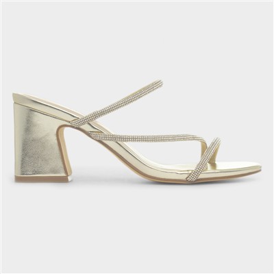 Lucy Womens Gold Slip On Heel