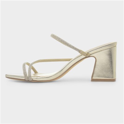 Lucy Womens Gold Slip On Heel