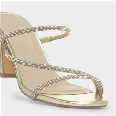 Lucy Womens Gold Slip On Heel