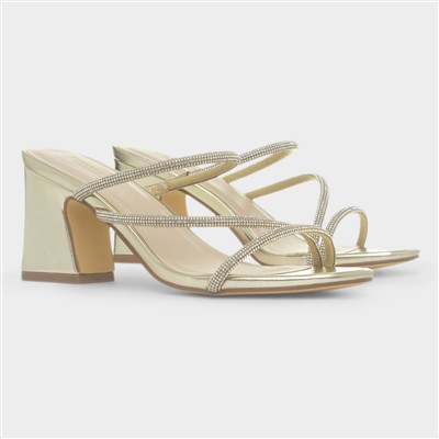 Lucy Womens Gold Slip On Heel