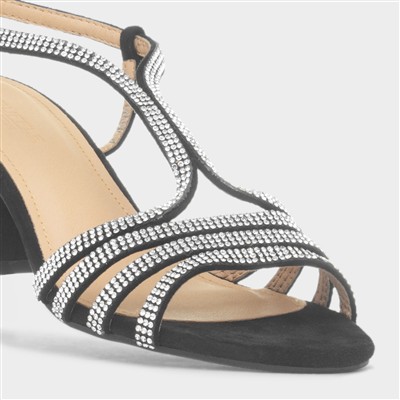 Hallie Black Diamante Sandal