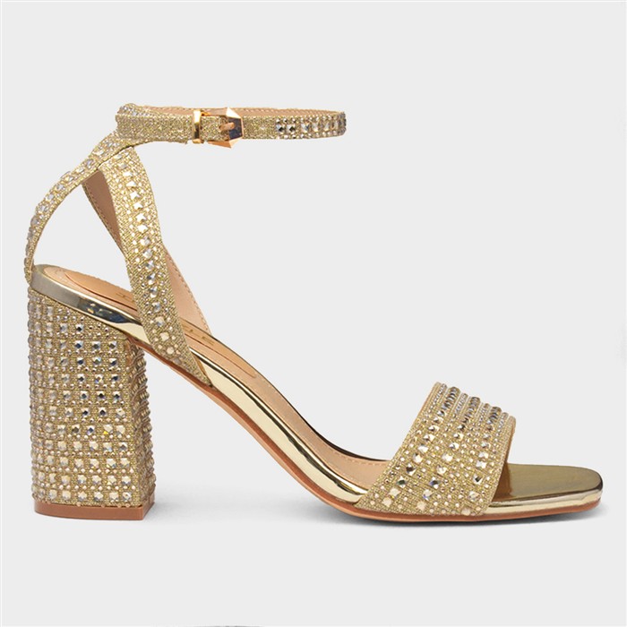 Lucia Womens Gold Buckle Heel