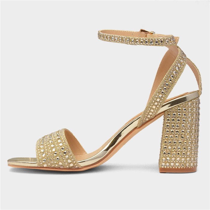 Lucia Womens Gold Buckle Heel