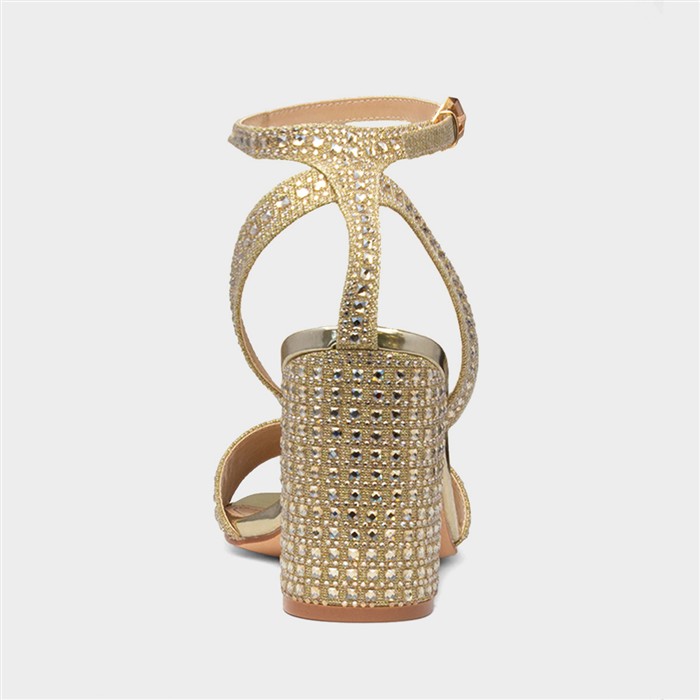 Lucia Womens Gold Buckle Heel