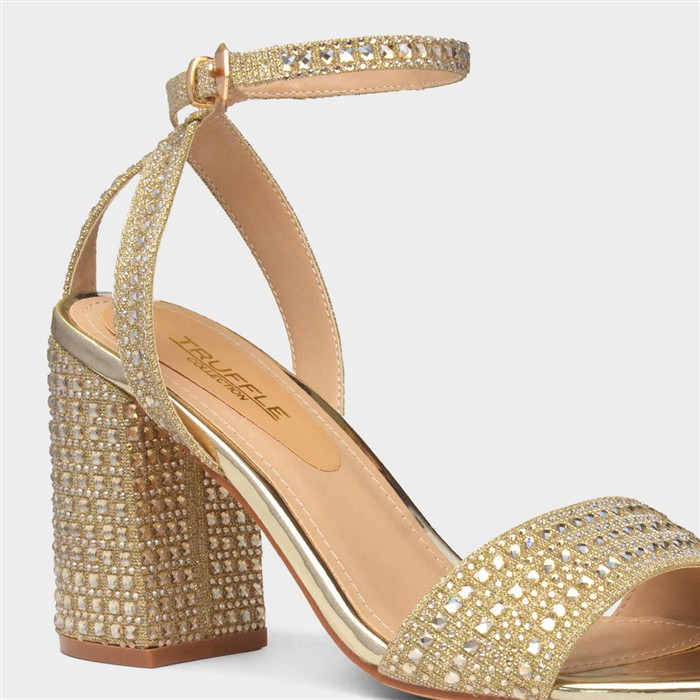 Lucia Womens Gold Buckle Heel