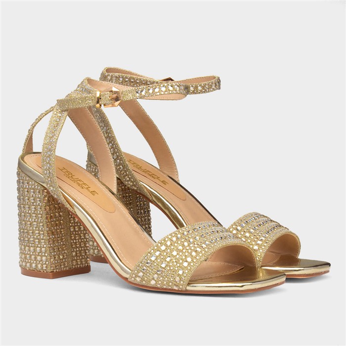 Lucia Womens Gold Buckle Heel