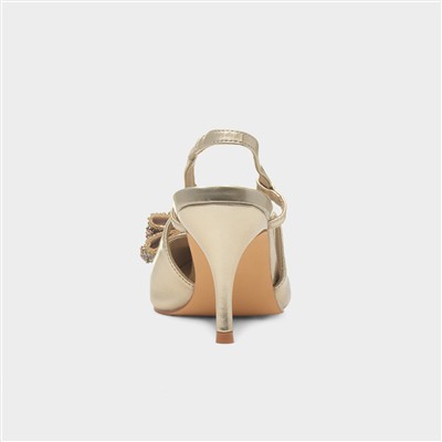Bianca Womens Gold Bow Heel
