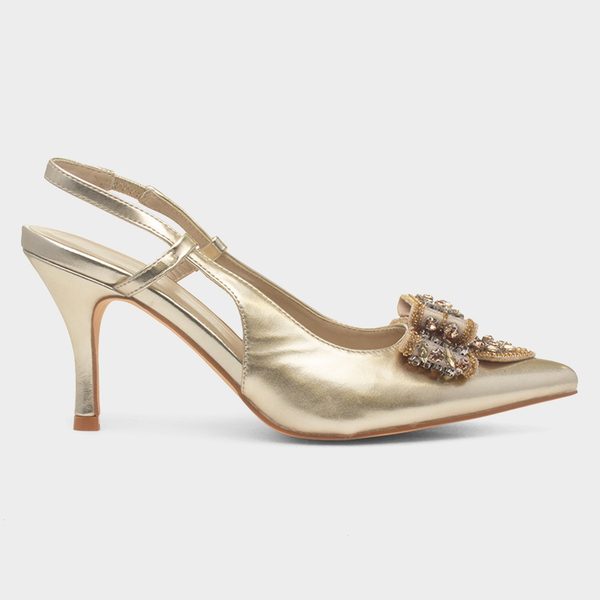 Bianca Womens Gold Bow Heel