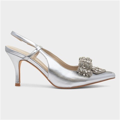 Bianca Womens Silver Bow Heel