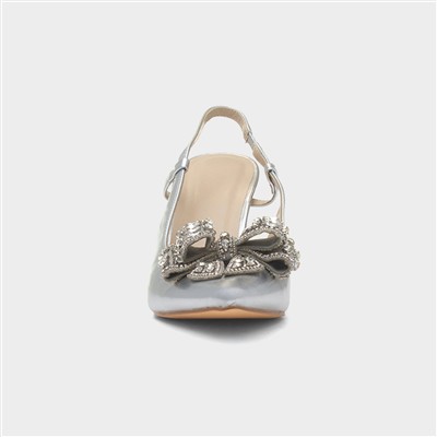 Bianca Womens Silver Bow Heel
