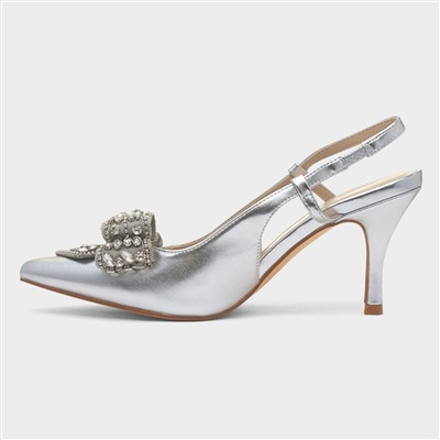 Bianca Womens Silver Bow Heel