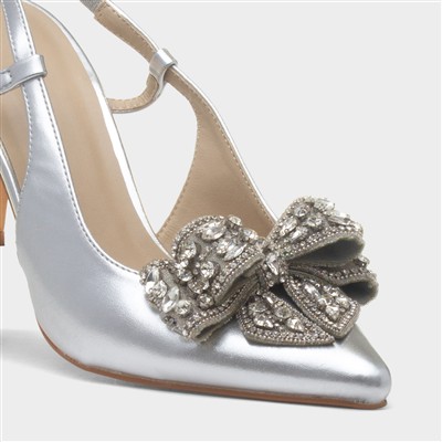 Bianca Womens Silver Bow Heel