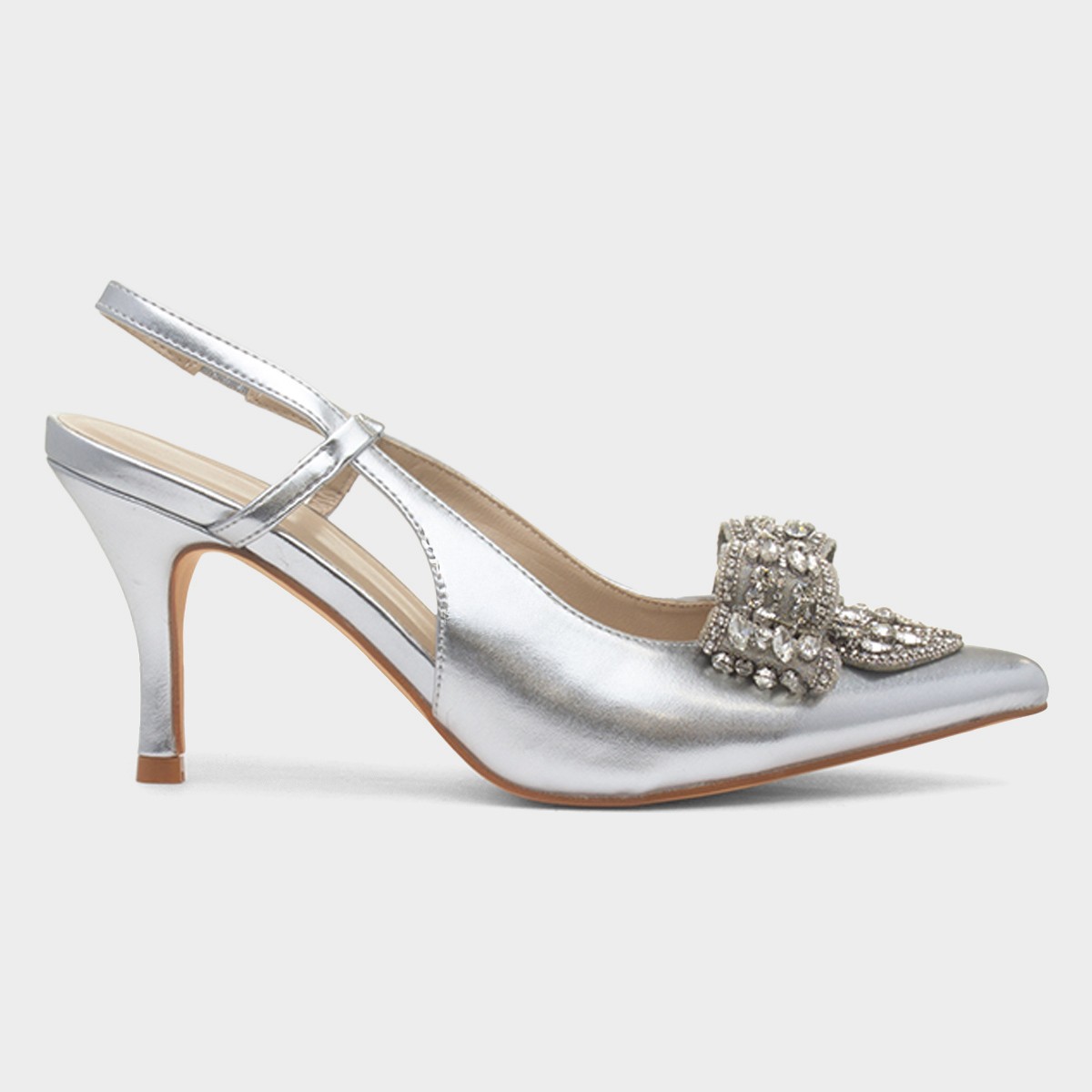 Bianca Womens Silver Bow Heel