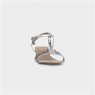 Blaze Womens Silver Buckle Heeled Sandal