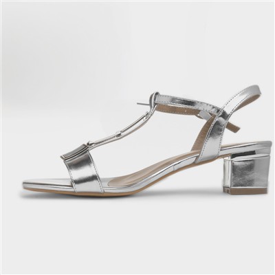 Blaze Womens Silver Buckle Heeled Sandal