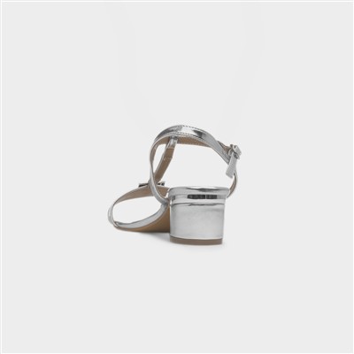 Blaze Womens Silver Buckle Heeled Sandal