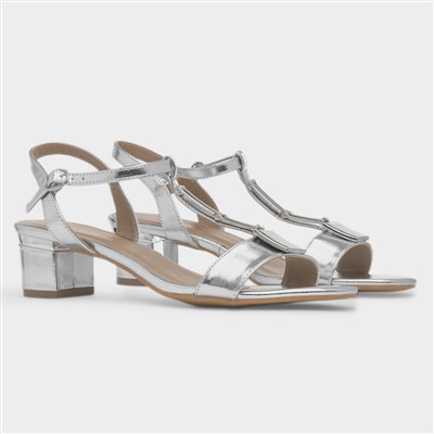 Blaze Womens Silver Buckle Heeled Sandal