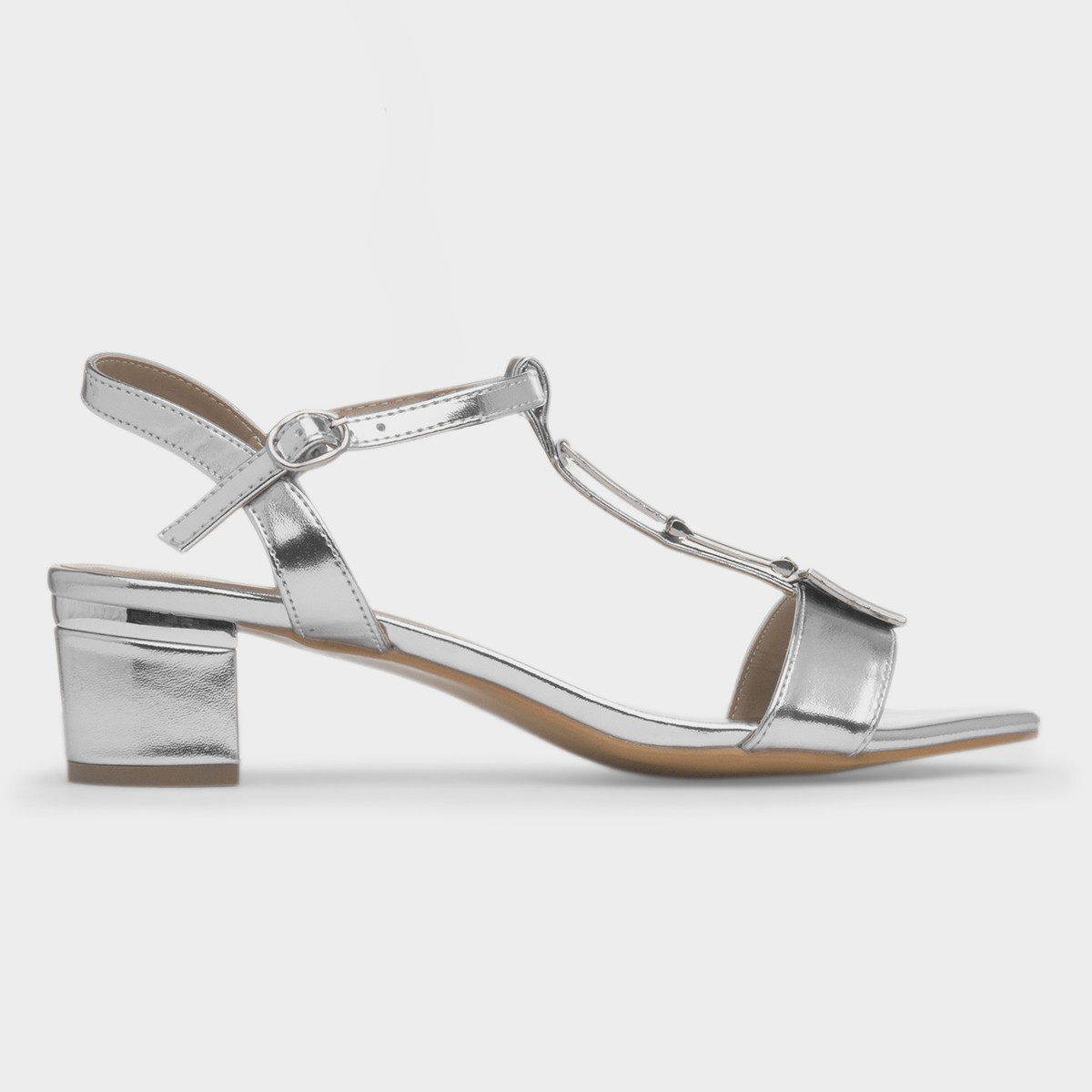 Blaze Womens Silver Buckle Heeled Sandal