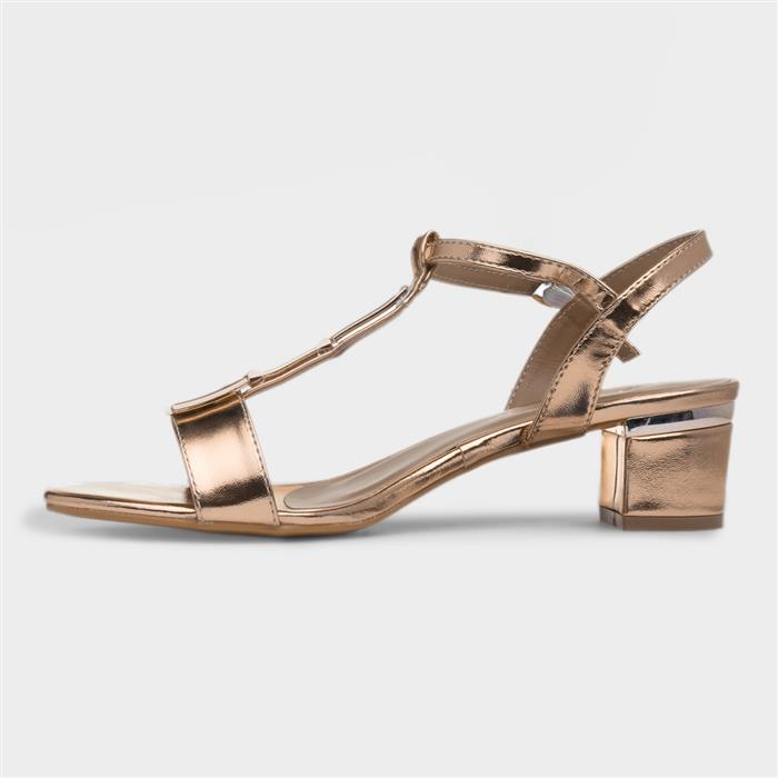 Blaze Womens Gold Buckle Heeled Sandal